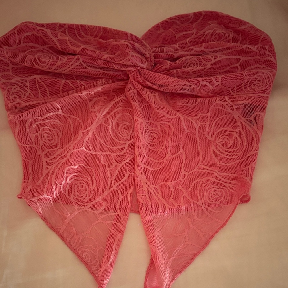 Pink strapless floral top